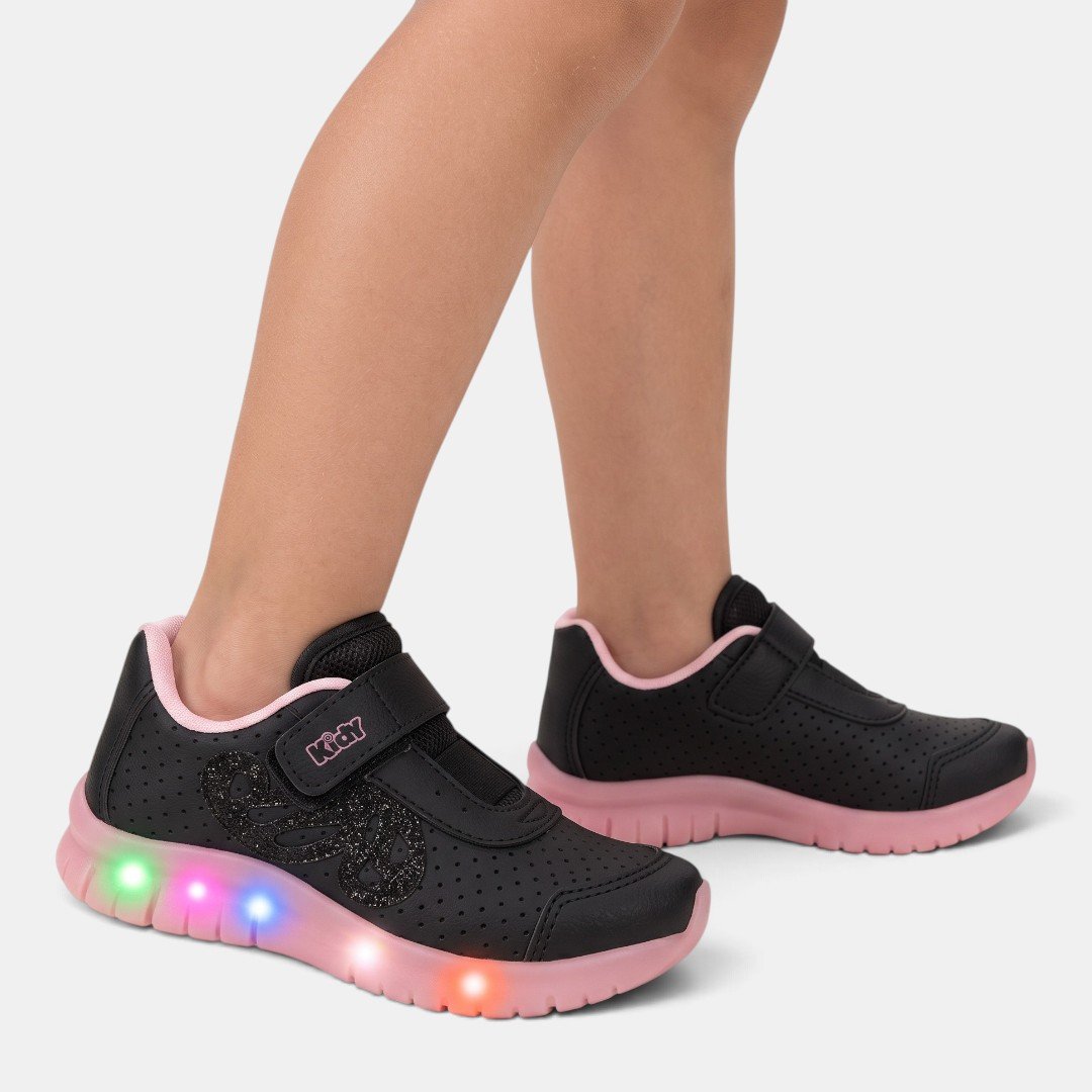 Tênis Infantil Kidy Light Fun Preto com Rosa Preto 3