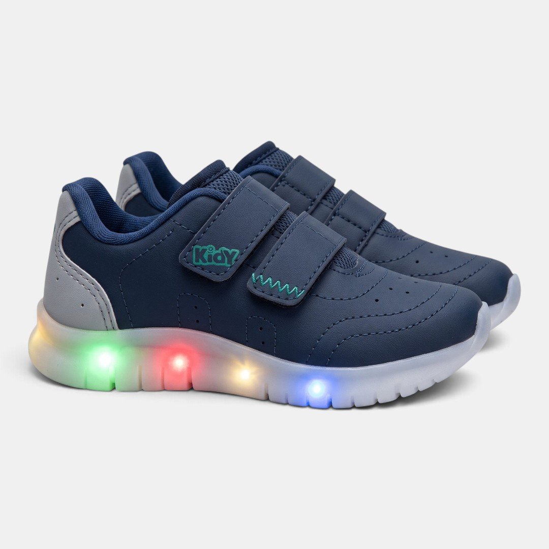 Tênis Infantil Kidy Light Fun Com Luz Azul Marinho Azul 2