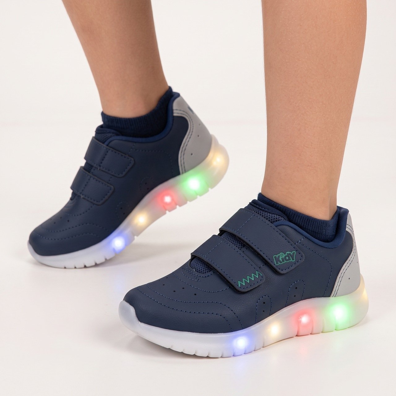 Tênis Infantil Kidy Light Fun Com Luz Azul Marinho Azul 3