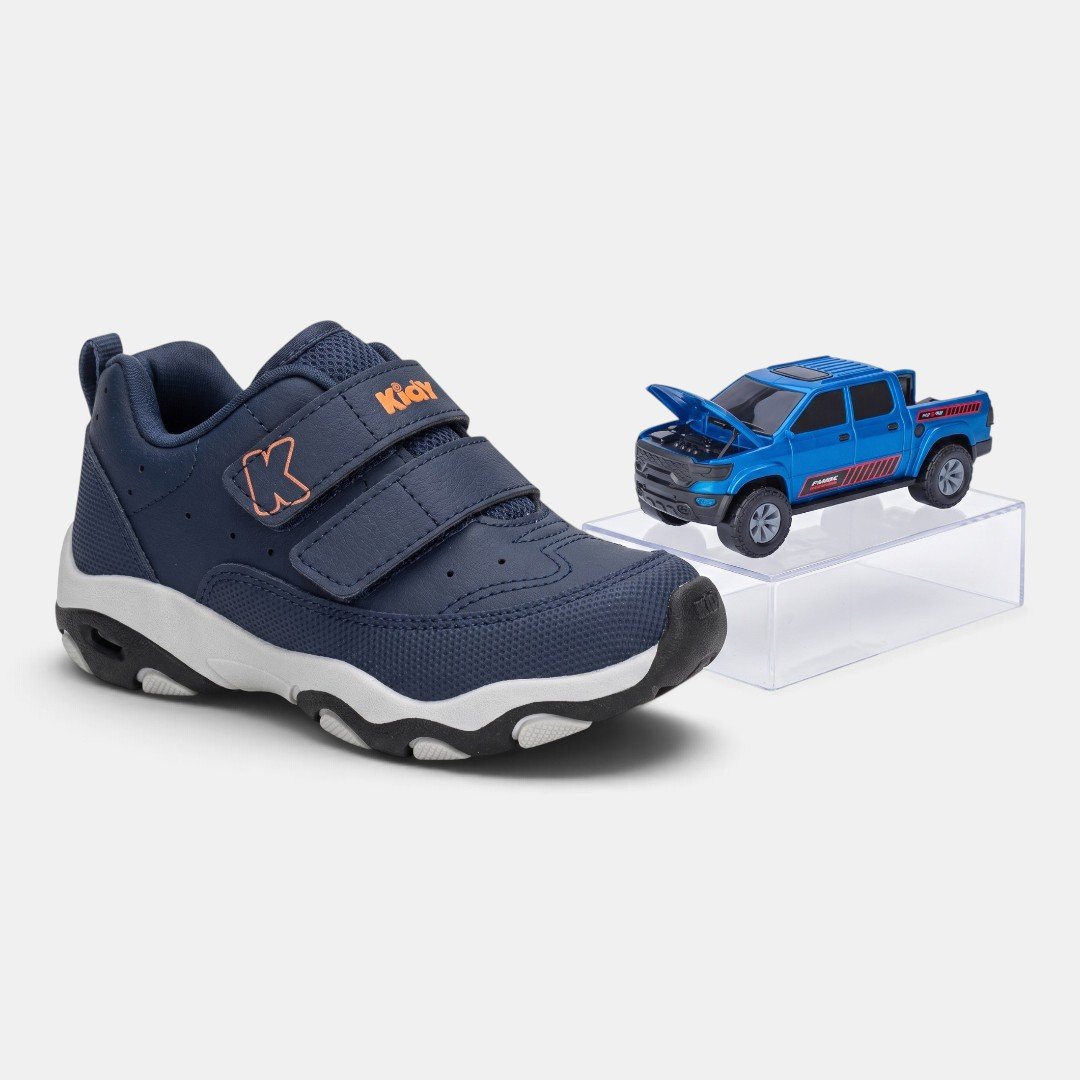 Tênis Infantil Kidy Play Respitec Com Carrinho Azul Marinho Azul 4