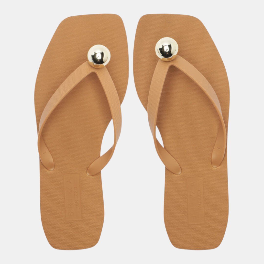 Chinelo Arezzo Brizza Minimal Chic Caramelo
