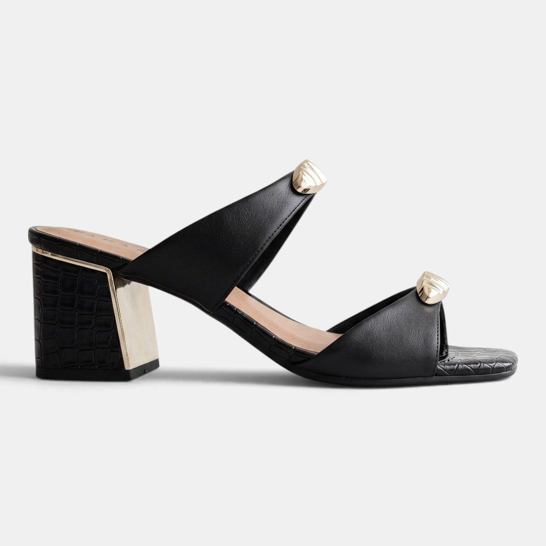 Tamanco Ramarim Salto Croco Chic Preto Preto 2