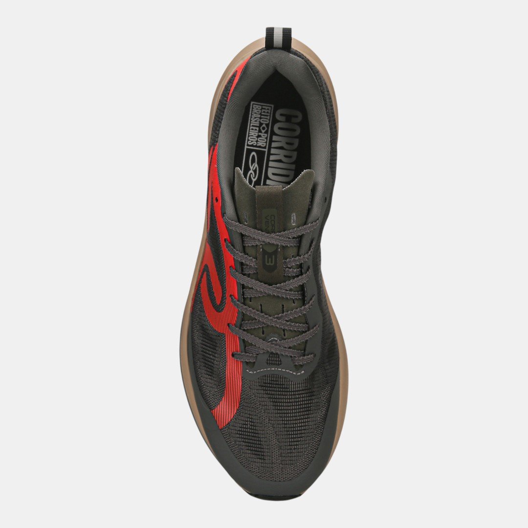 Tênis Olympikus Corre Vento 3 Chumbo com Vermelho Cinza 4
