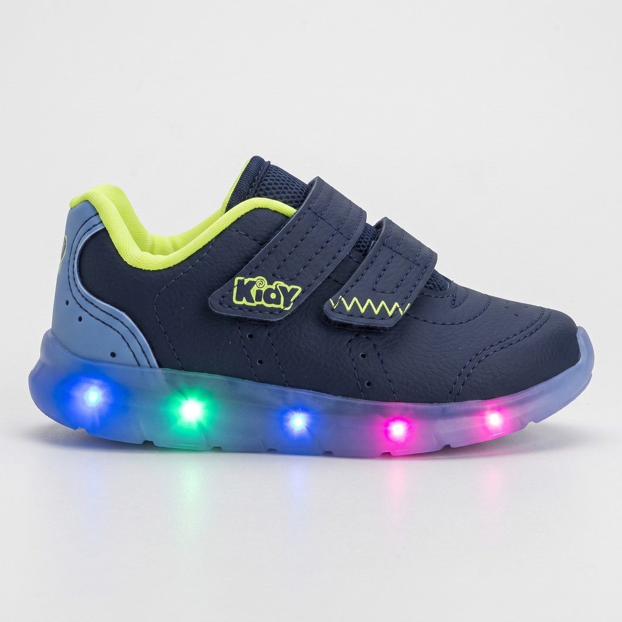 Tênis Infantil Kidy Flex Light Com Luz E Fecho Duplo Marinho
