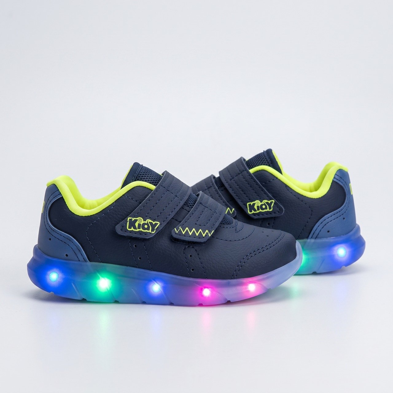 Tênis Infantil Kidy Flex Light Com Luz E Fecho Duplo Marinho Azul 2
