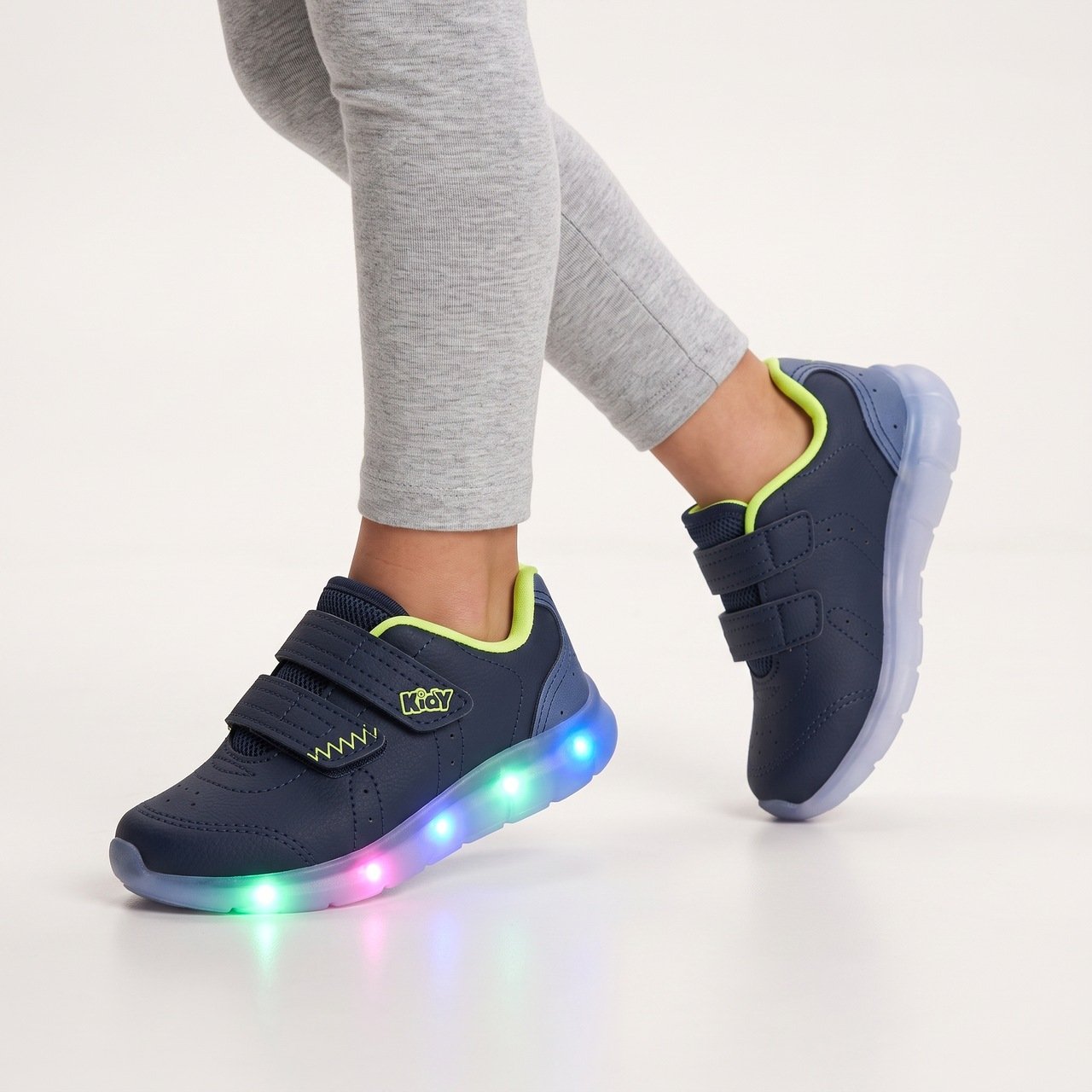 Tênis Infantil Kidy Flex Light Com Luz E Fecho Duplo Marinho Azul 3