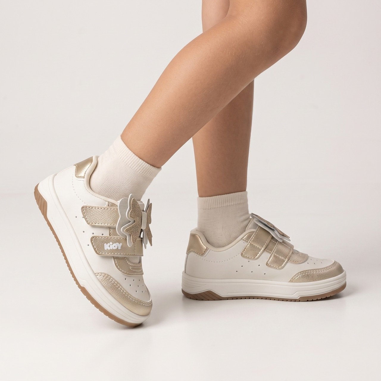 Tênis Infantil Kidy Happy Casual Fashion Com Laço Off White Branco 2