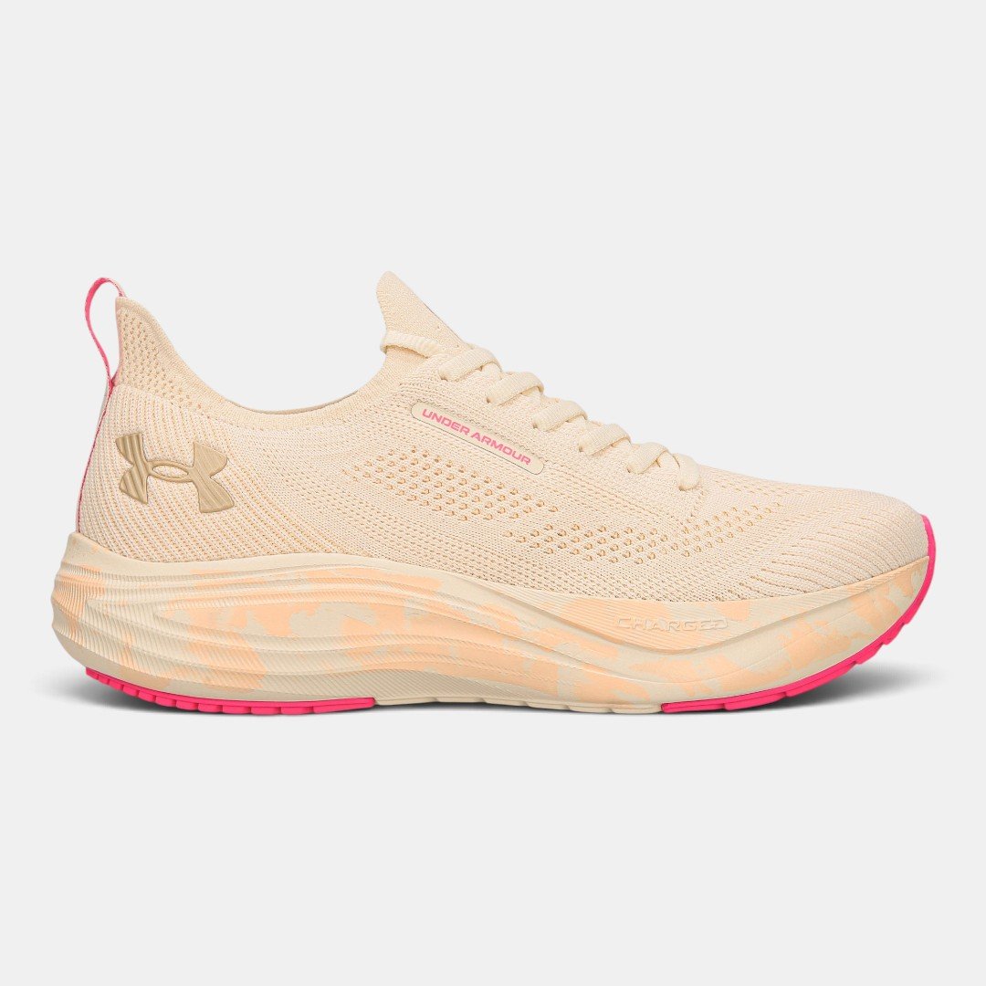 Tênis Under Armour Charged Fleek Bege com Rosa