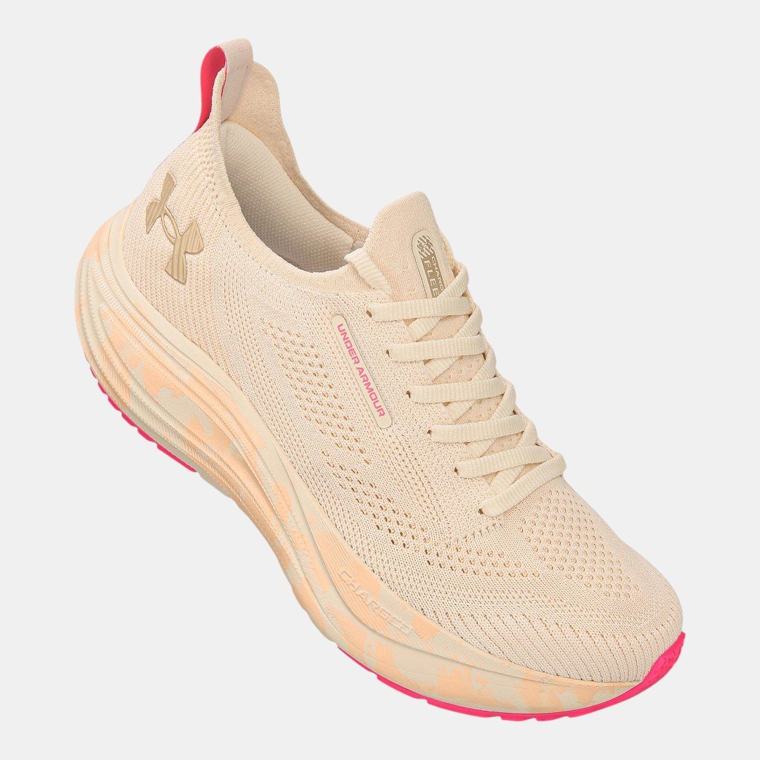 Tênis Under Armour Charged Fleek Bege com Rosa Bege 2