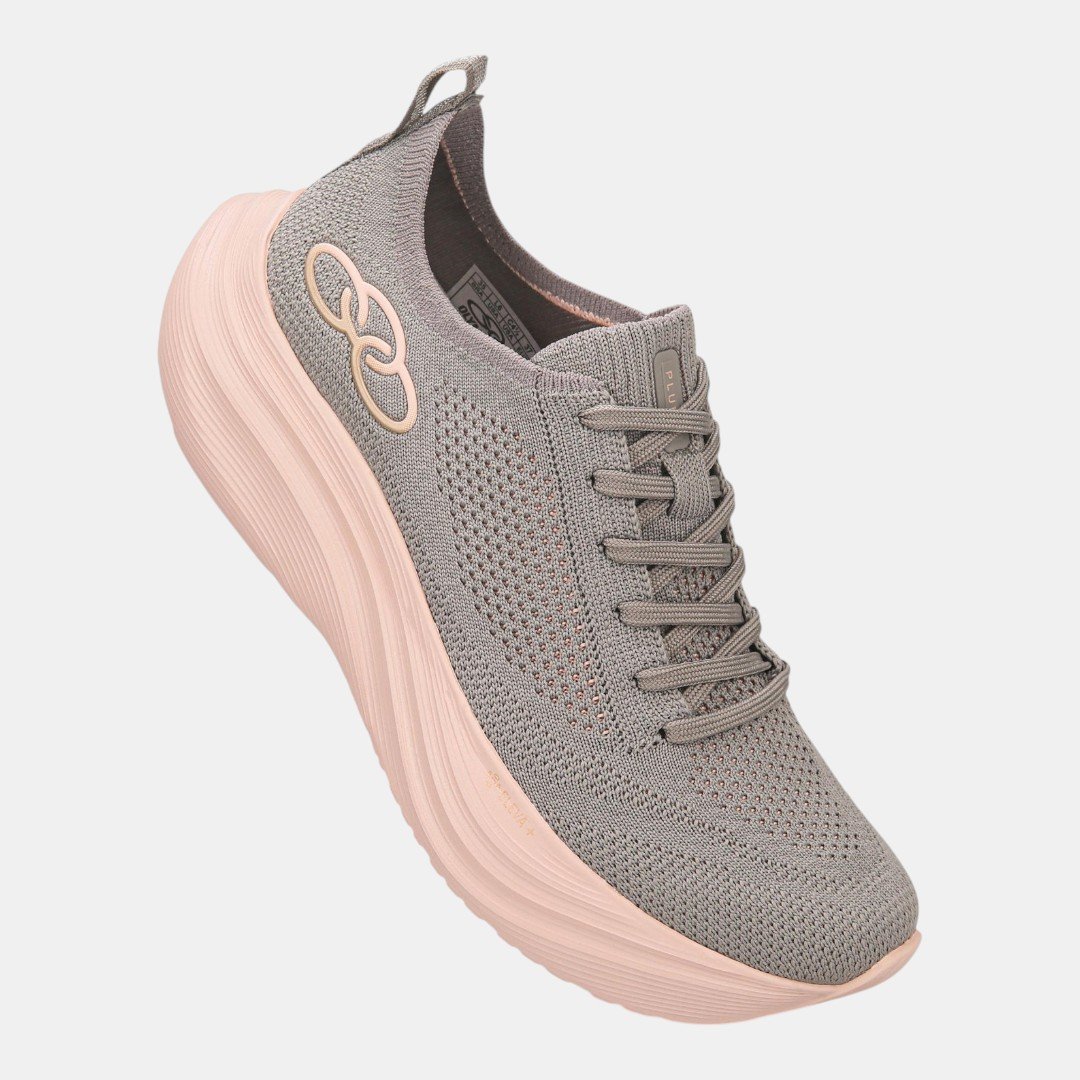 Tênis Olympikus Pluma Feminino Cinza com Rosa Cinza 2