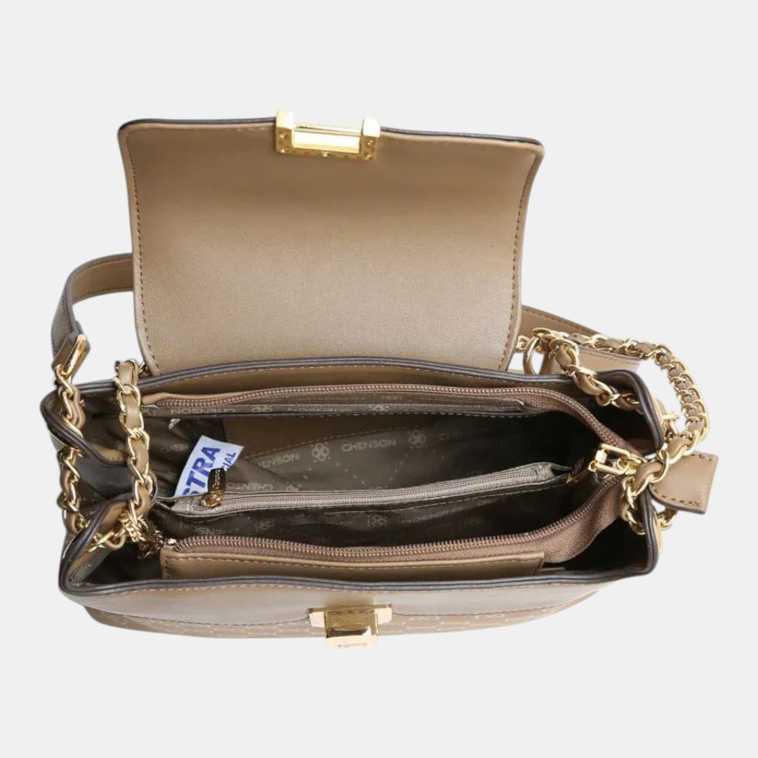 Bolsa Feminina Chenson Shine Monograma Natural Bege 4