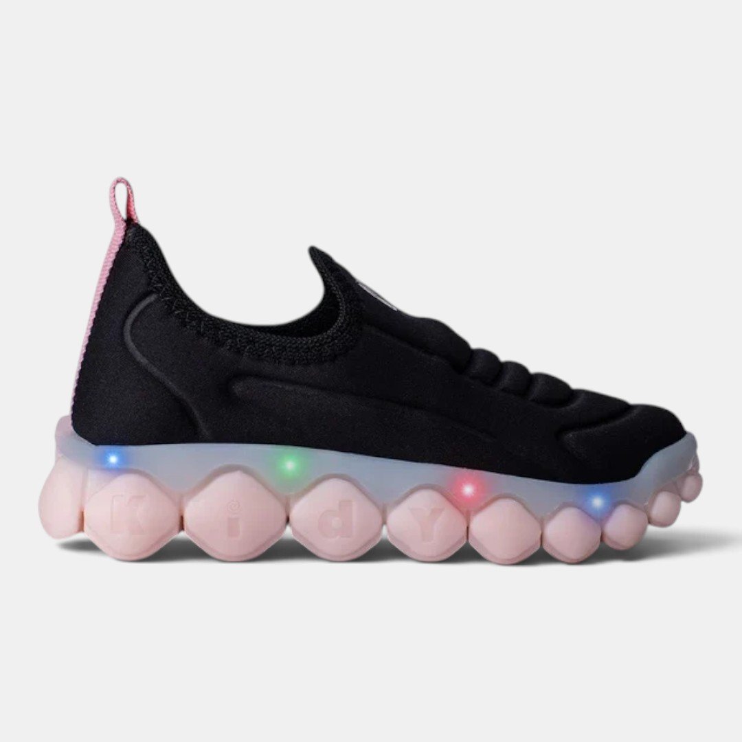 Tênis Infantil Kidy Com Luz Sporty Fun Preto com Rosa