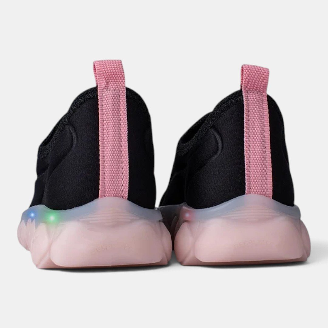 Tênis Infantil Kidy Com Luz Sporty Fun Preto com Rosa Preto 3