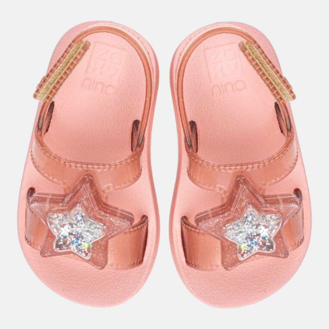 Sandália Baby Zaxy Nina Glimmer Rosa Iogurte Glitter