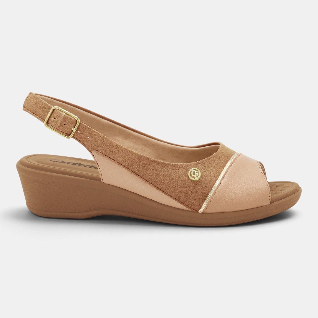Sandália Comfortflex Anabela Caramelo