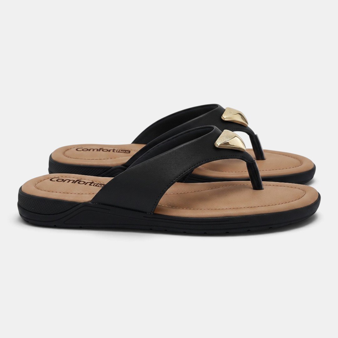 Chinelo Comfortflex Preto com Aplicação Metalizada Preto 3