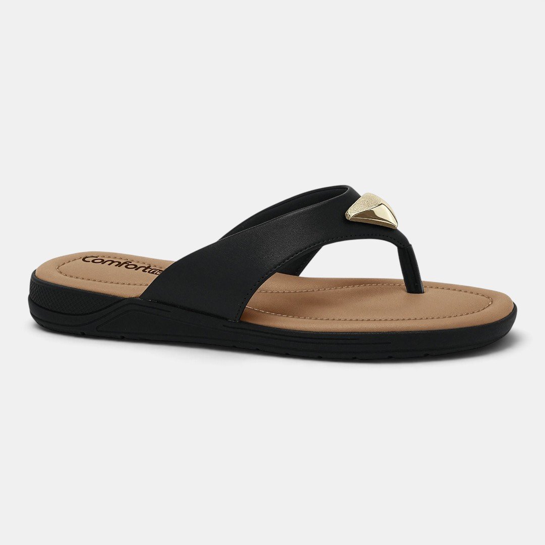 Chinelo Comfortflex Preto com Aplicação Metalizada Preto 4