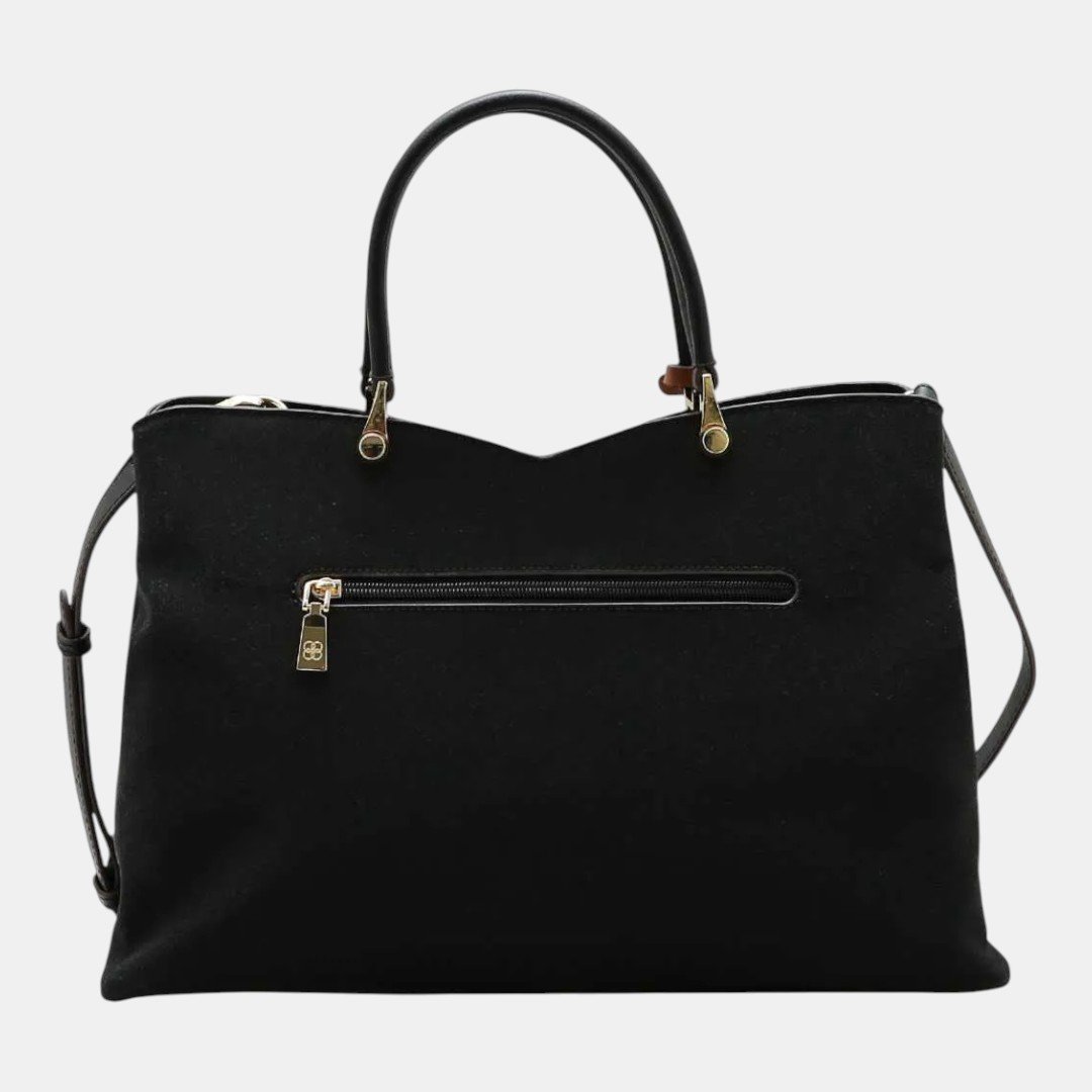Bolsa + Necessaire Feminina Chenson Mão Tom Sobre Tom Preta Preto 2