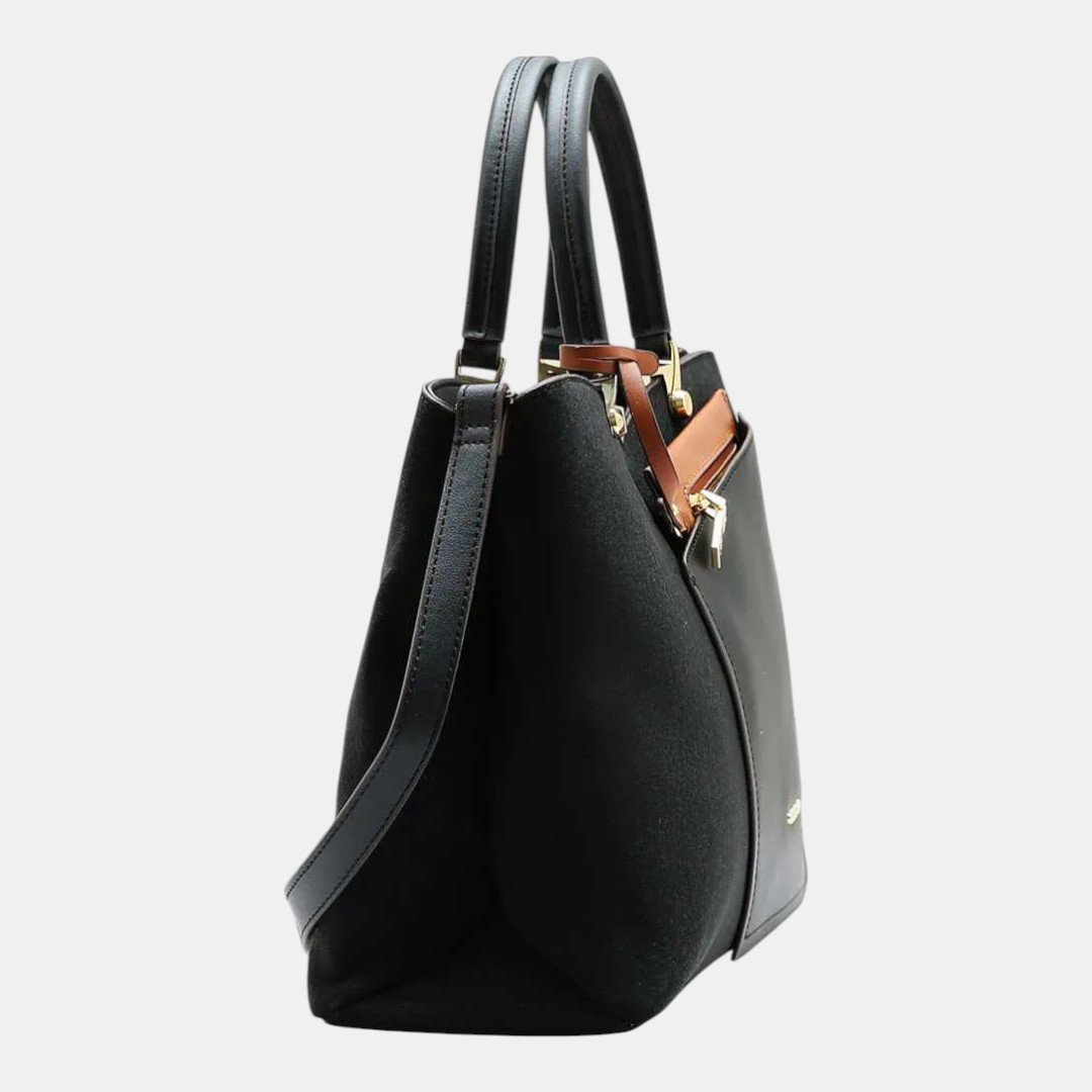 Bolsa + Necessaire Feminina Chenson Mão Tom Sobre Tom Preta Preto 4