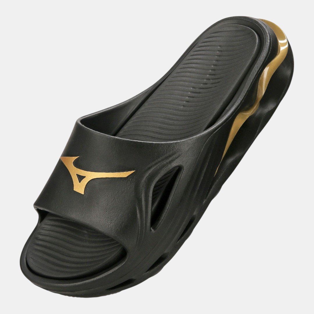 Chinelo Mizuno Slide Wave Preto com Dourado Preto 2