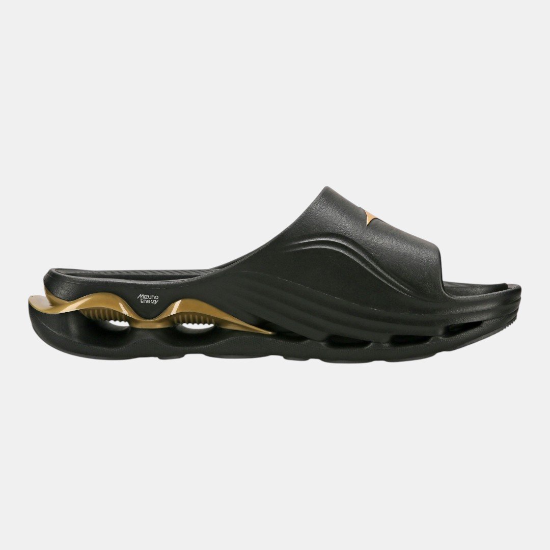 Chinelo Mizuno Slide Wave Preto com Dourado Preto 4