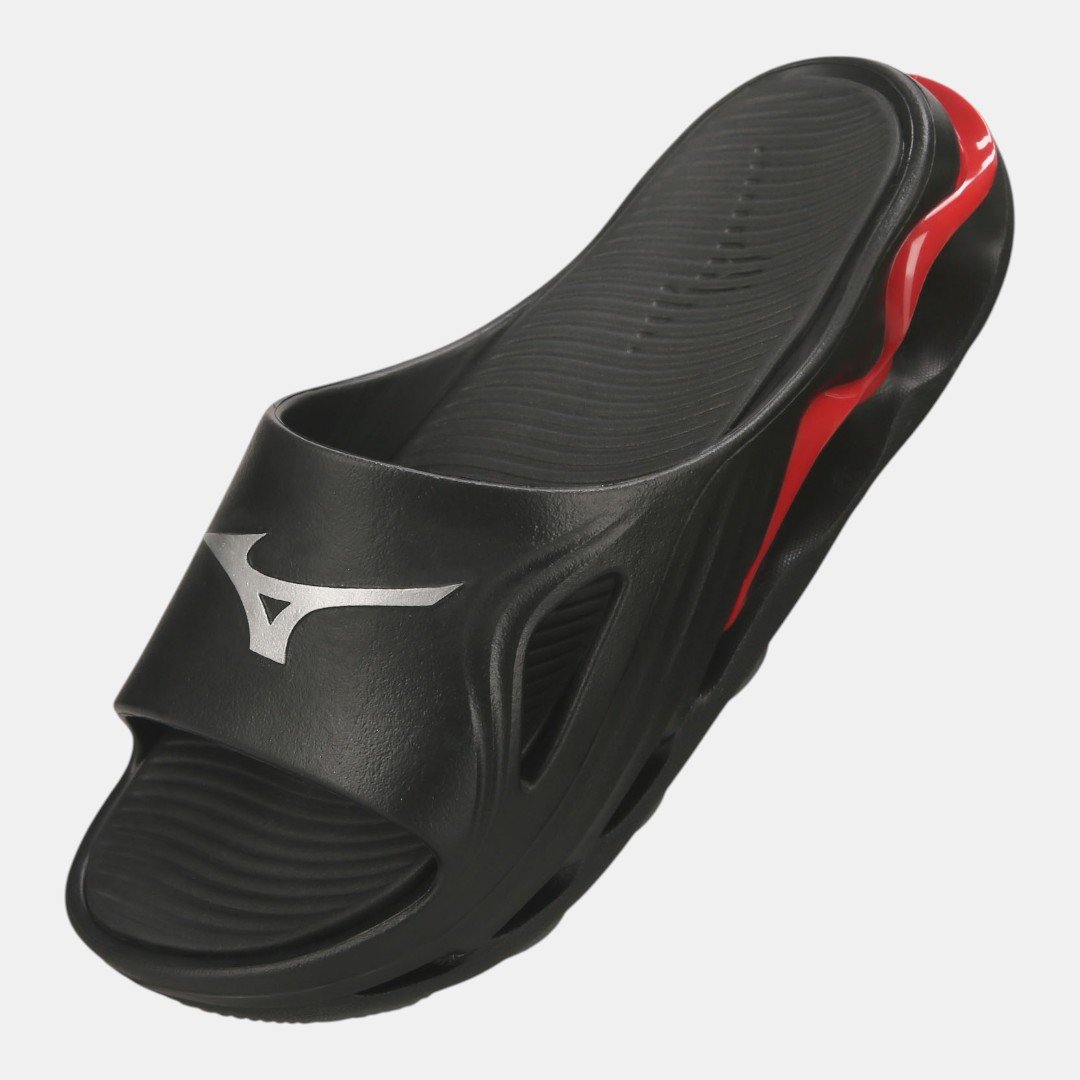Chinelo Mizuno Slide Wave Preto com Vermelho Preto 2