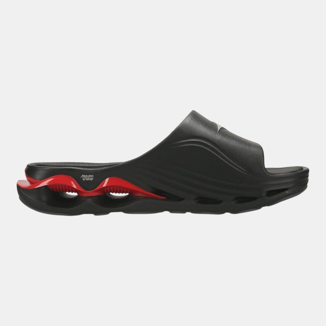 Chinelo Mizuno Slide Wave Preto com Vermelho Preto 4
