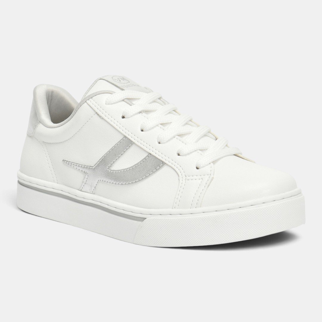 Tênis Via Marte Casual Feminino Branco com Prata Branco 2