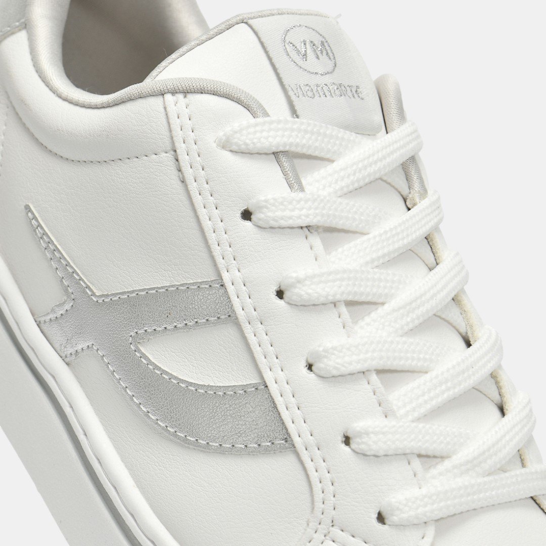 Tênis Via Marte Casual Feminino Branco com Prata Branco 4