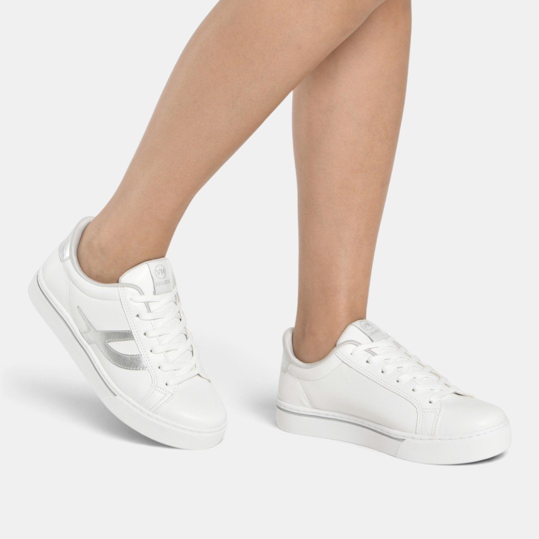 Tênis Via Marte Casual Feminino Branco com Prata Branco 5