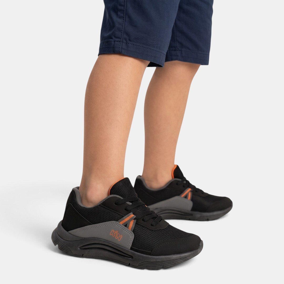 Tênis Klin New Sport Infantil Menino Preto com Laranja Preto 2
