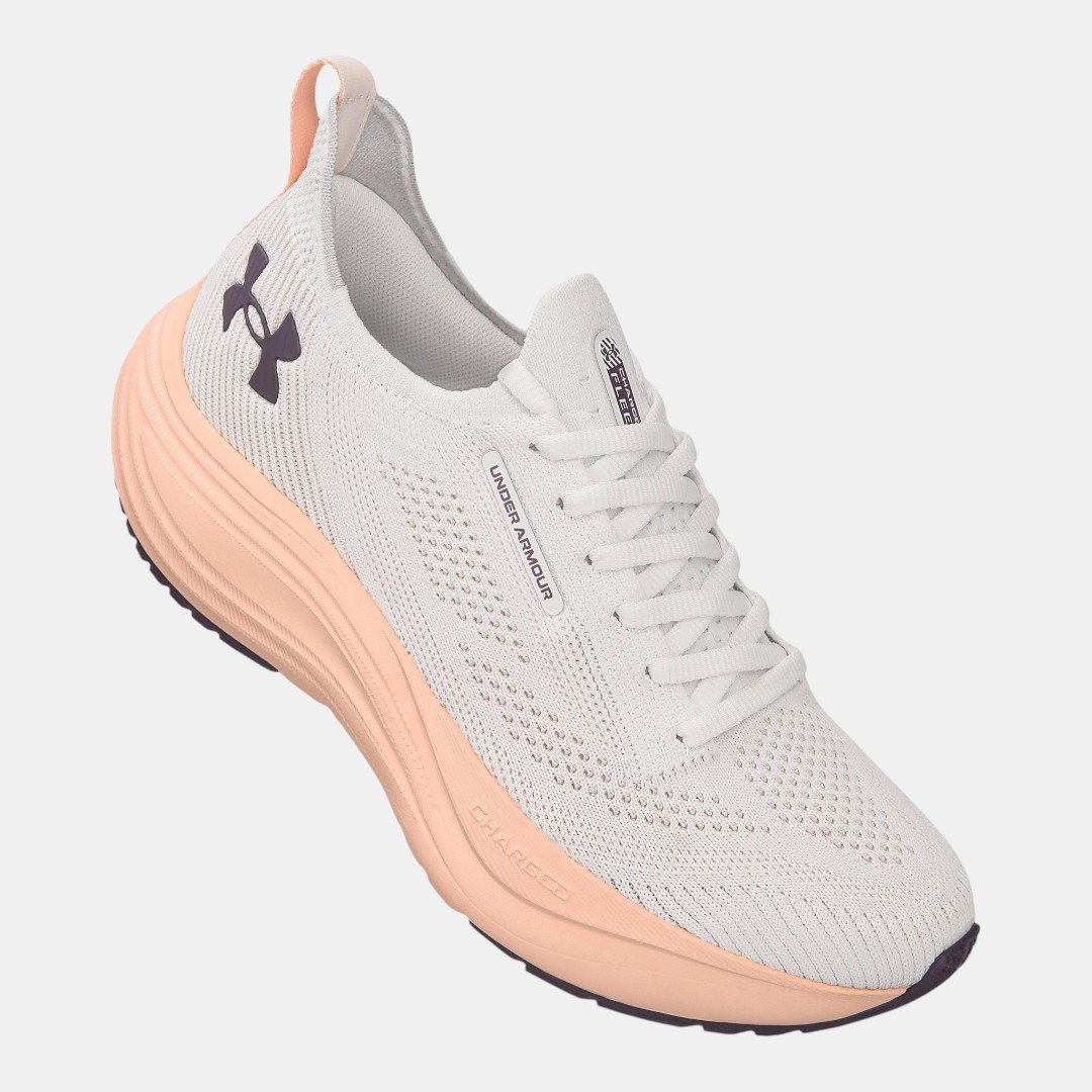 Tênis Under Armour Charged Fleek Branco com Rosa Branco 2