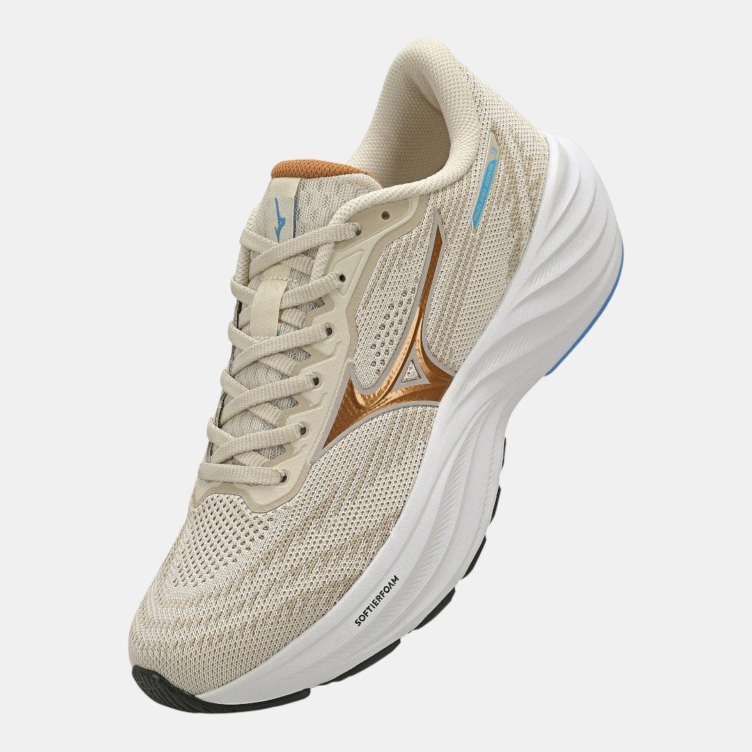 Tênis De Corrida Mizuno Goya 3 Bege Branco 2
