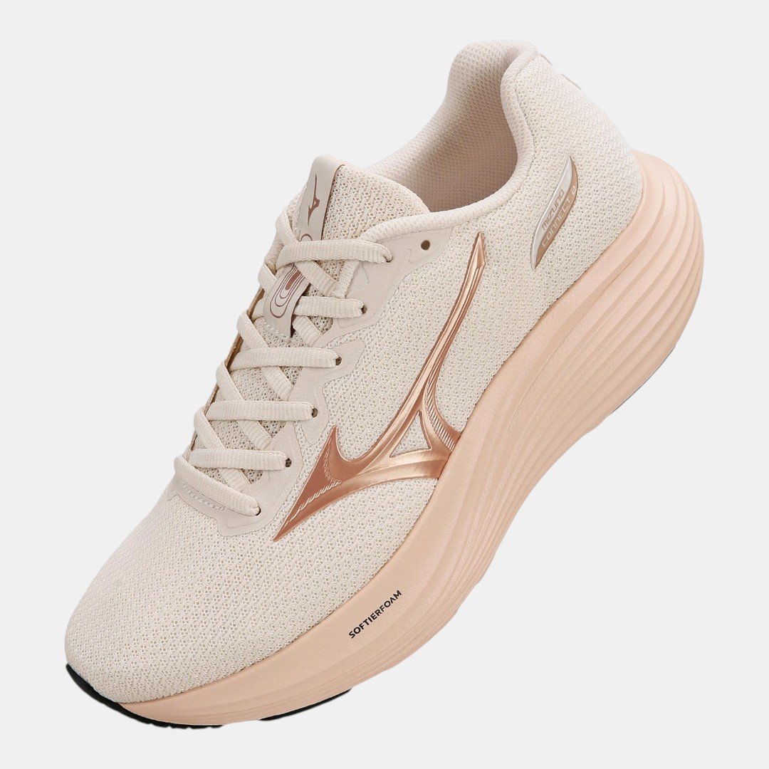 Tênis De Corrida Mizuno Connect 2 Bege com Rosa Arenito 2