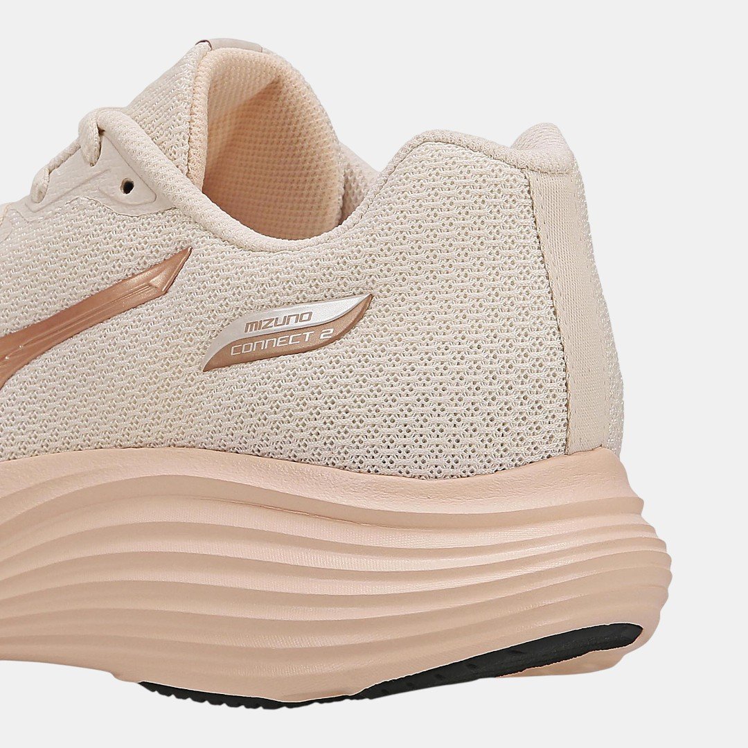 Tênis De Corrida Mizuno Connect 2 Bege com Rosa Arenito 8