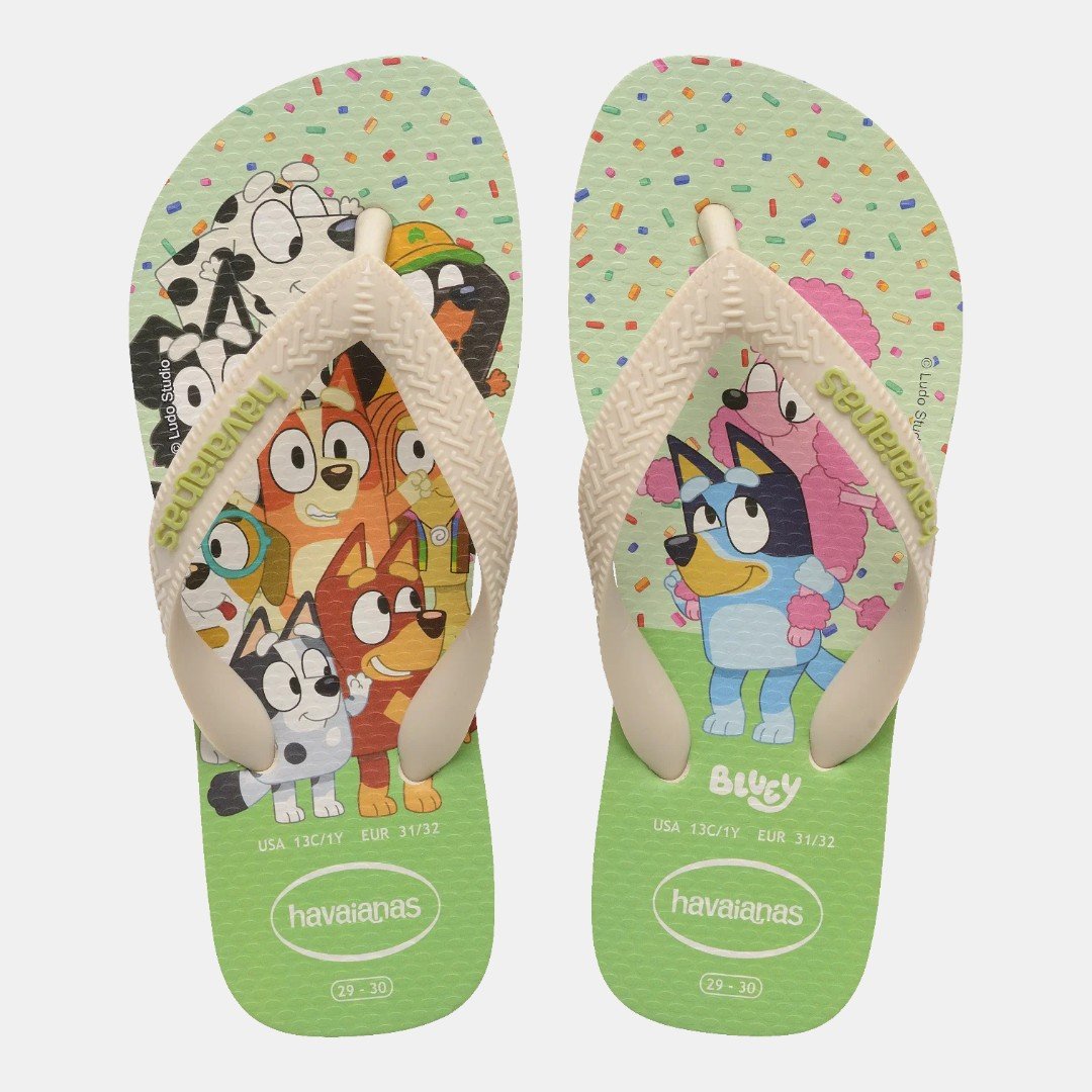 Chinelo Havaianas Infantil Bluey Bege com Verde