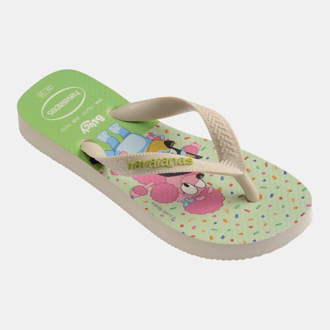 Chinelo Havaianas Infantil Bluey Bege com Verde Bege Palha 2