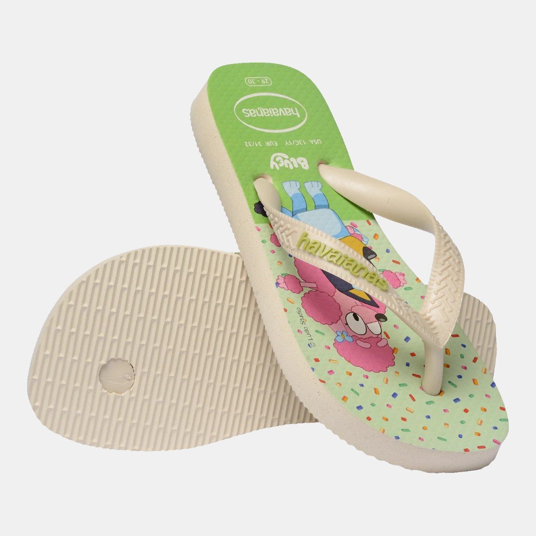 Chinelo Havaianas Infantil Bluey Bege com Verde Bege Palha 4