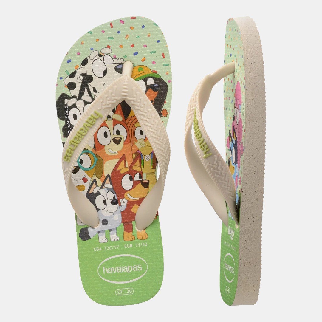 Chinelo Havaianas Infantil Bluey Bege com Verde Bege Palha 5