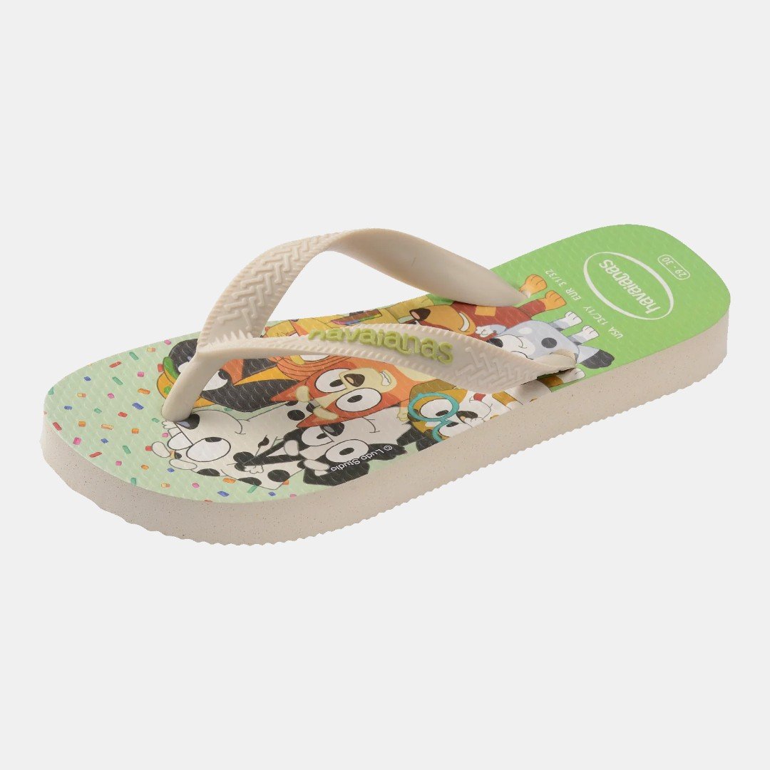 Chinelo Havaianas Infantil Bluey Bege com Verde Bege Palha 6