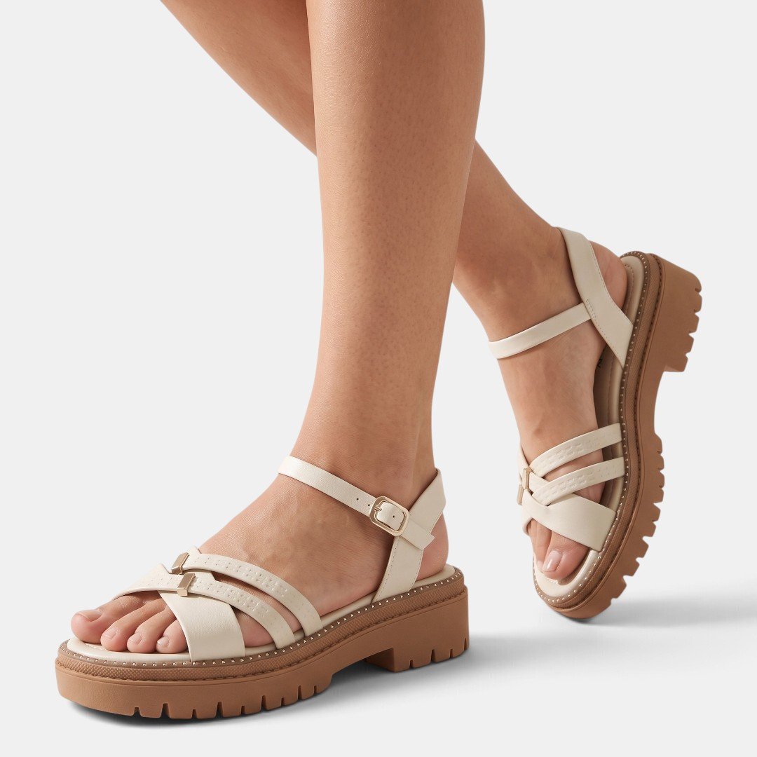 Sandália Ramarim Flatform Tratorada Off White Branco 2