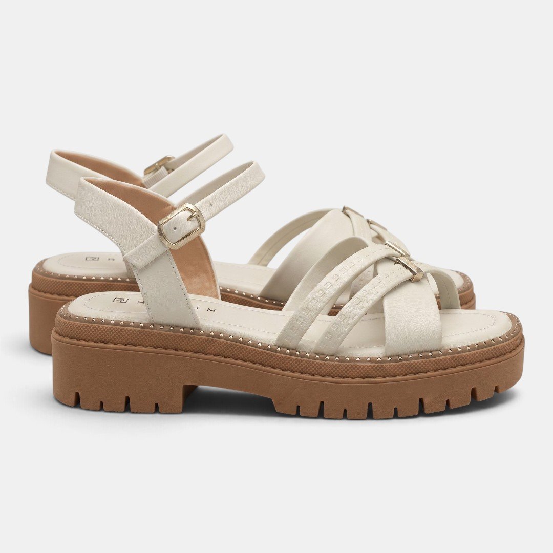 Sandália Ramarim Flatform Tratorada Off White Branco 3