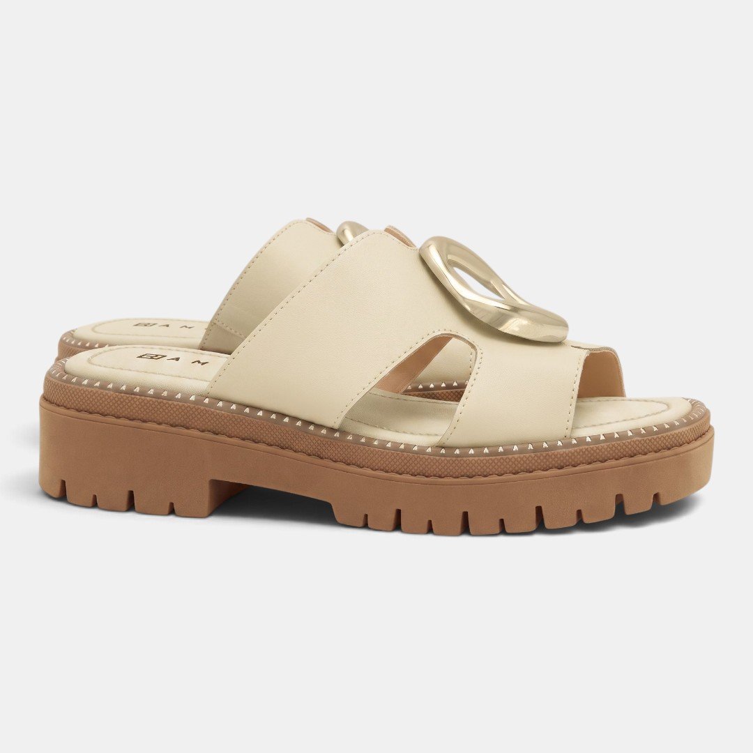 Tamanco Ramarim Flatform Com Enfeite Buttercream Bege 3