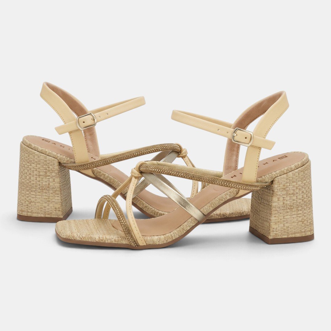 Sandália Ramarim Salto Bloco Glam Natural Bege 3