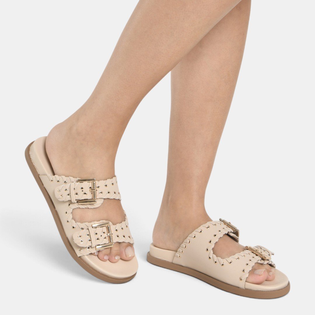 Papete Via Marte Com Maxi Fivelas Off White Baunilha 5