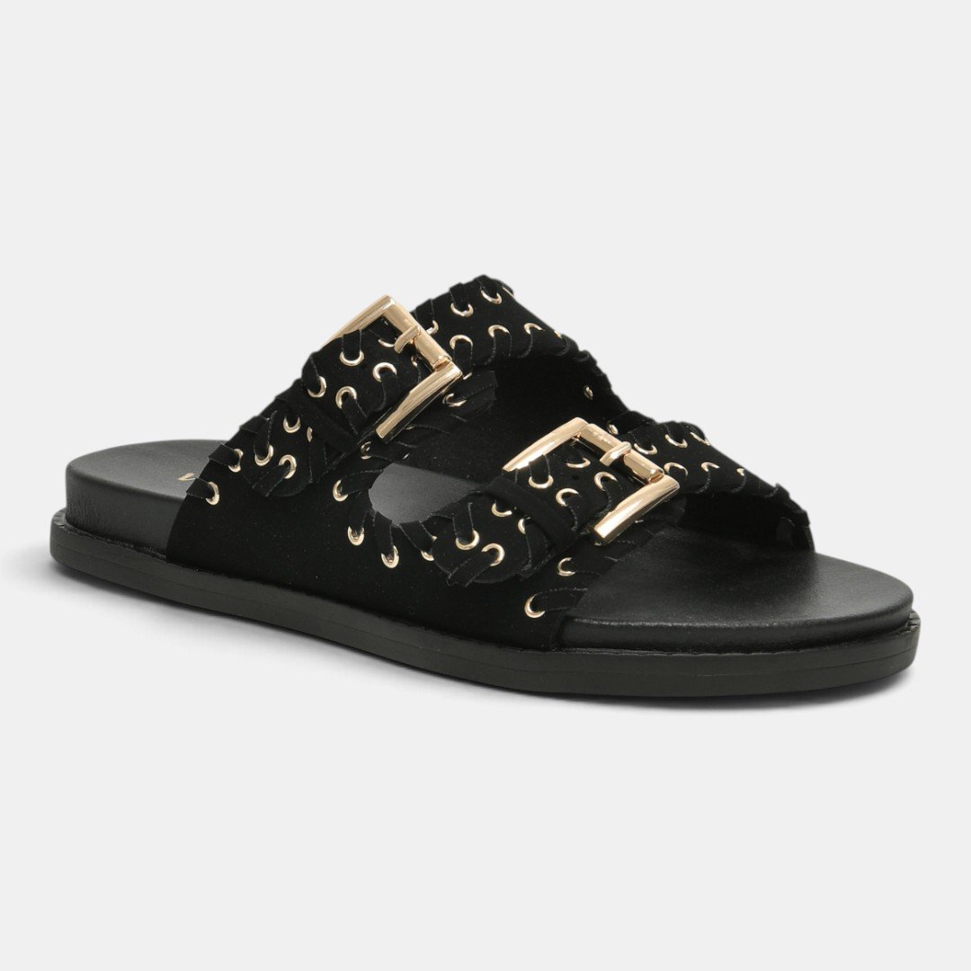Papete Via Marte Com Maxi Fivelas Preto Preto 2