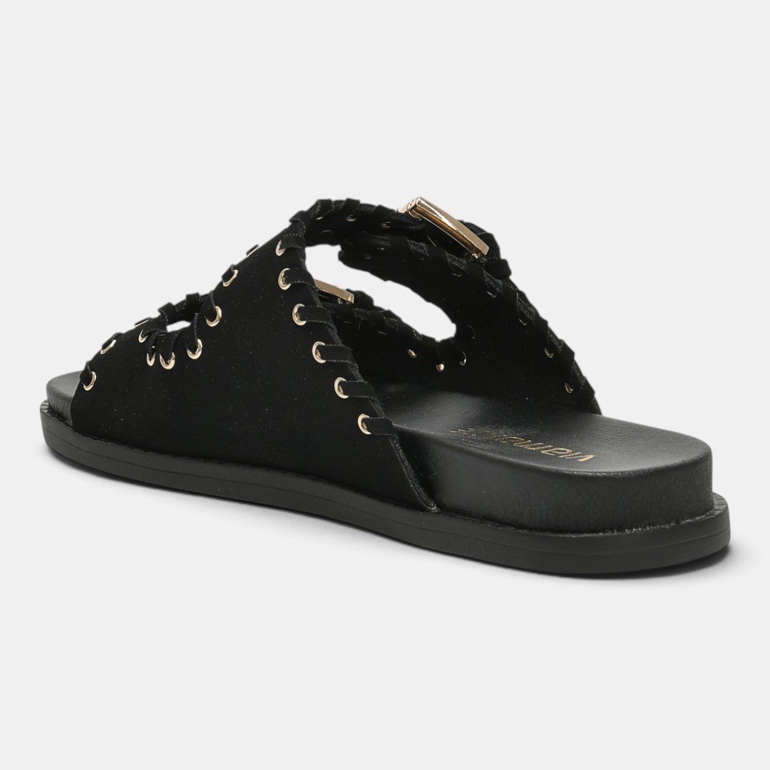 Papete Via Marte Com Maxi Fivelas Preto Preto 3
