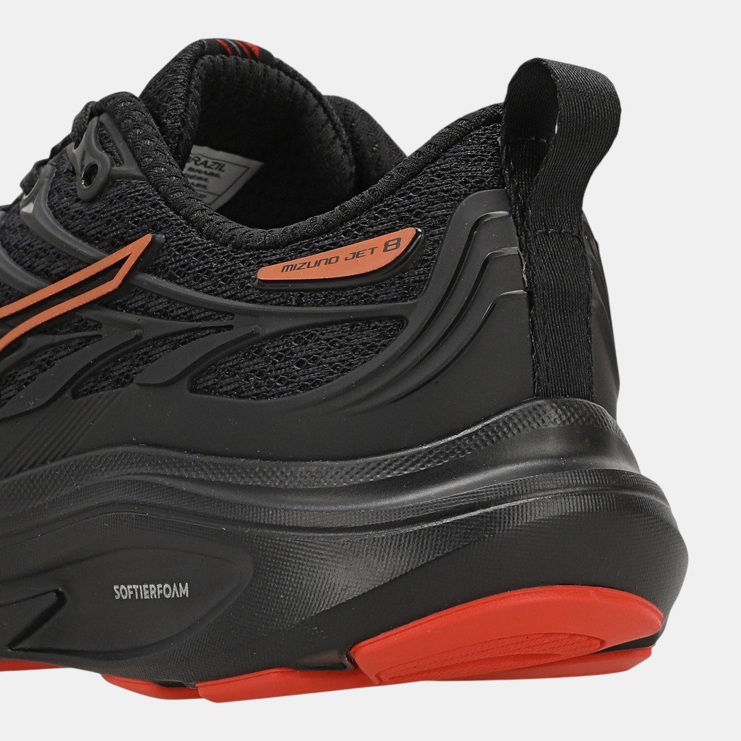 Tênis Mizuno Jet 8 Junior Infantil Preto com Vermelho Preto 4