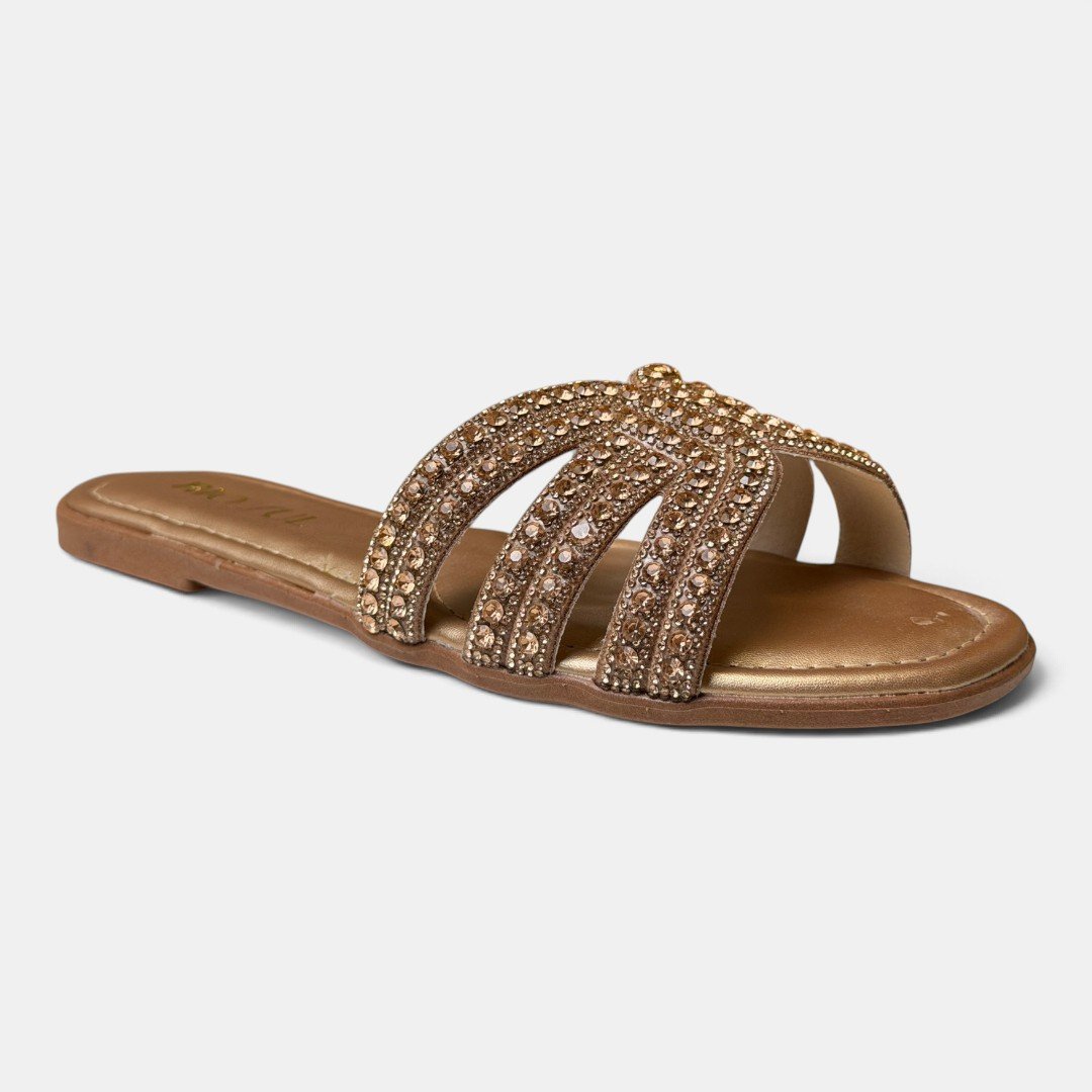 Rasteira Rio Sul Glam Com Pedrarias Cobre Dourado 3