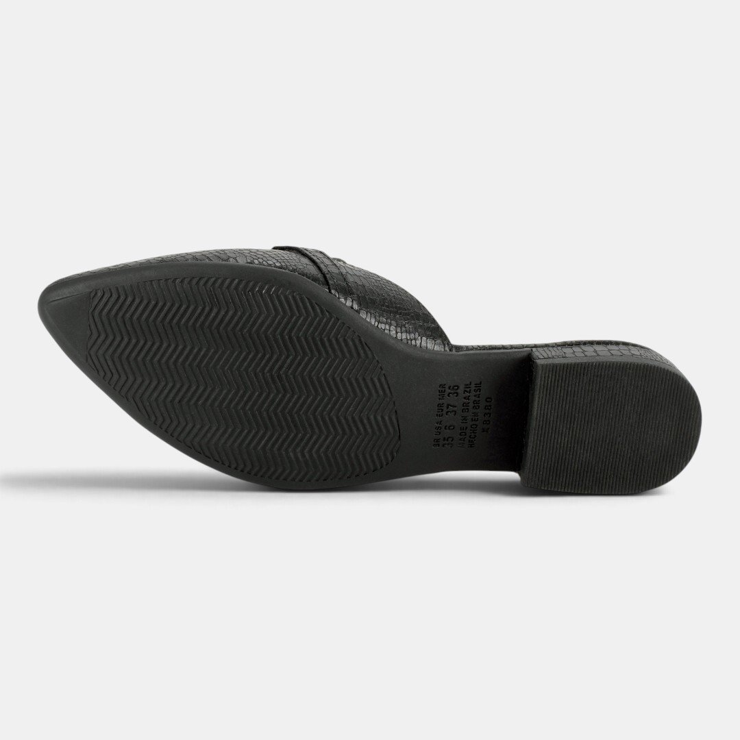 Mule Mississipi Texturizado Com Enfeite Metalizado Preto Preto 4